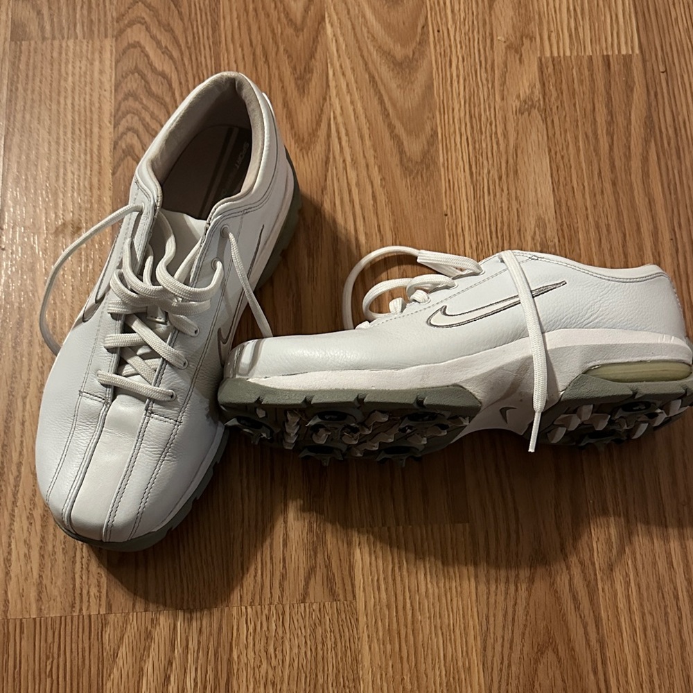 Nike White Leather Golf Shoes
